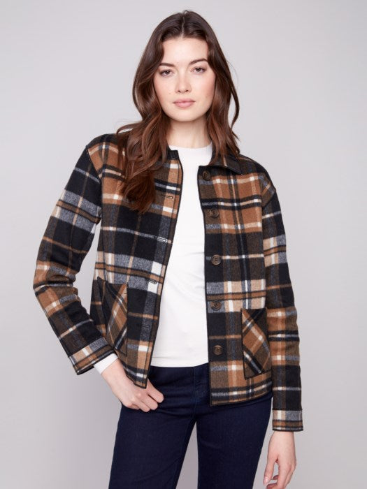 CHARLI B REVERSIBLE PLAID FALL JACKET